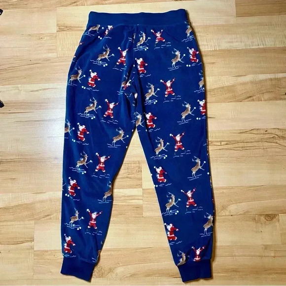 Aeropostale Santa Reindeer Sleep Fleece Pajama Lounge Jogger Navy Christmas M - Picture 5 of 5